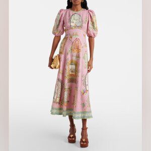 Alémais Monte printed linen midi dress